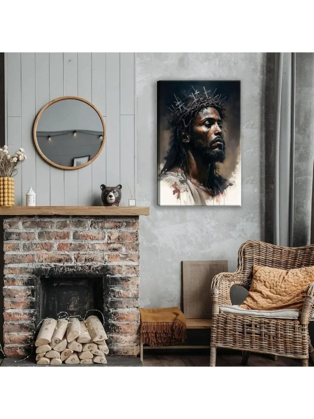 Black Jesus Canvas Art | Religious Wall Decor | Spiritual Christian Artwork